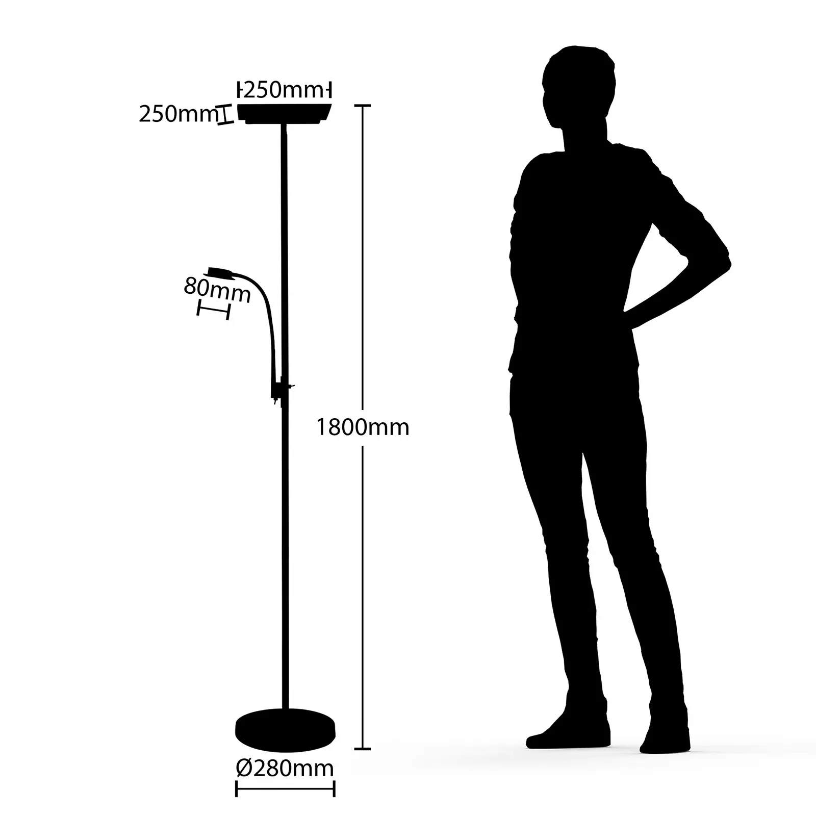 Lindby Kavi LED aukštyn šviestuvas su skaitymo lempute, kampinis