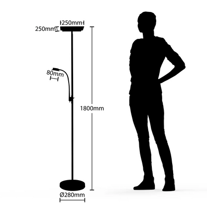 Lindby Kavi LED aukštyn šviestuvas su skaitymo lempute, kampinis