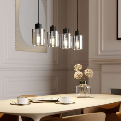 Lindby Kourtney pakabinamas šviestuvas su stiklo gaubtu, 4 lempučių.