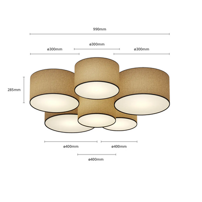 Lindby Laurenz lubinis šviestuvas, 6 lempučių, pilka