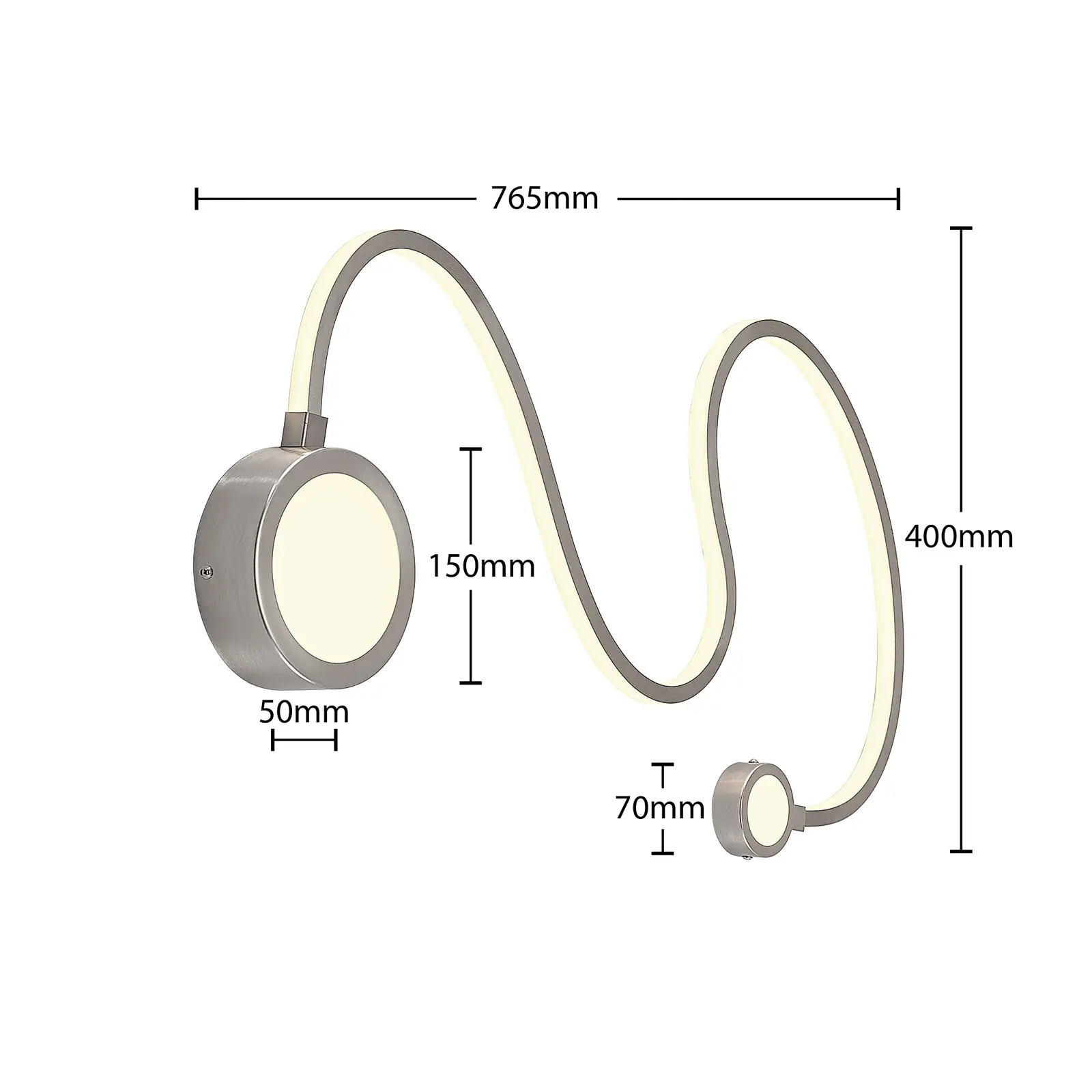 Lindby Rion LED sieninis šviestuvas, nikelis