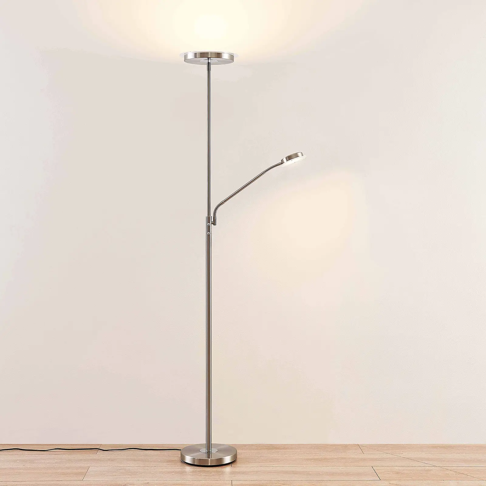 Lindby Sumani LED toršeras, apvalus, nikelio