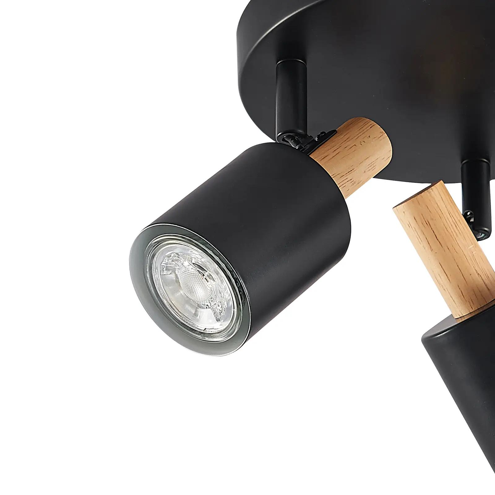 Lindby Junes LED lubų taškas, trijų lempučių, juodos spalvos