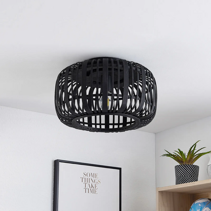 Lindby Canyana lubinis šviestuvas pagamintas iš rotango, juodas