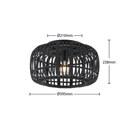 Lindby Canyana lubinis šviestuvas pagamintas iš rotango, juodas