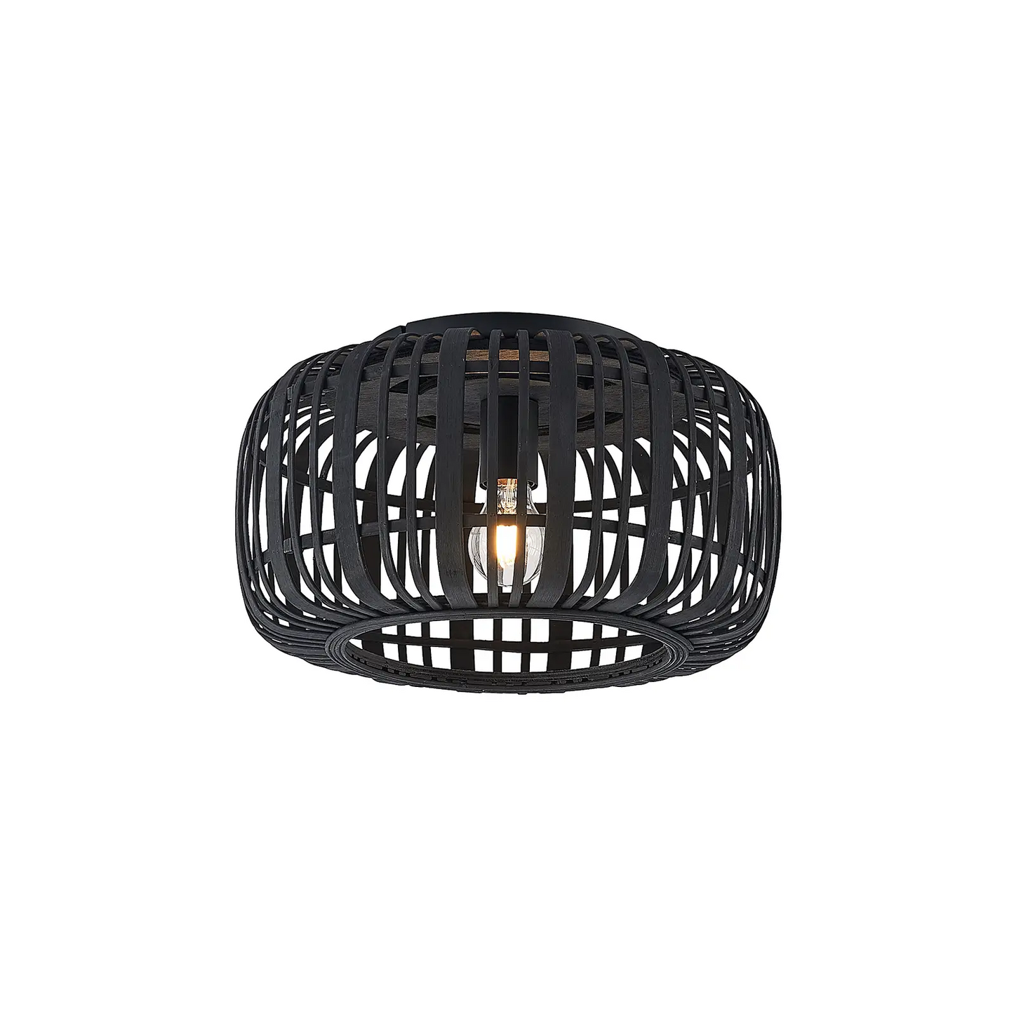 Lindby Canyana lubinis šviestuvas pagamintas iš rotango, juodas