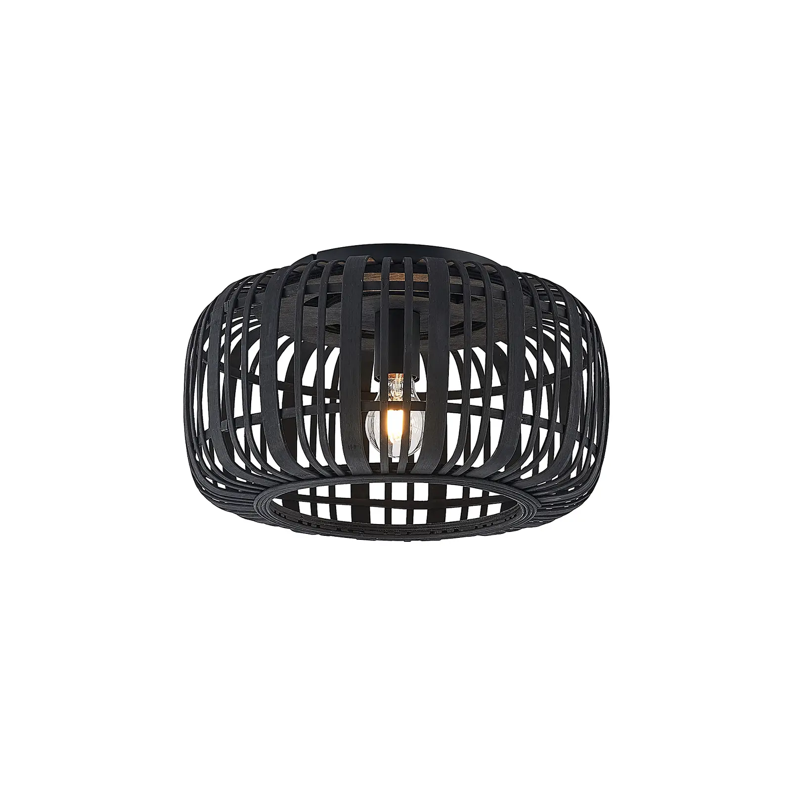 Lindby Canyana lubinis šviestuvas pagamintas iš rotango, juodas