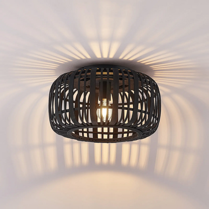 Lindby Canyana lubinis šviestuvas pagamintas iš rotango, juodas