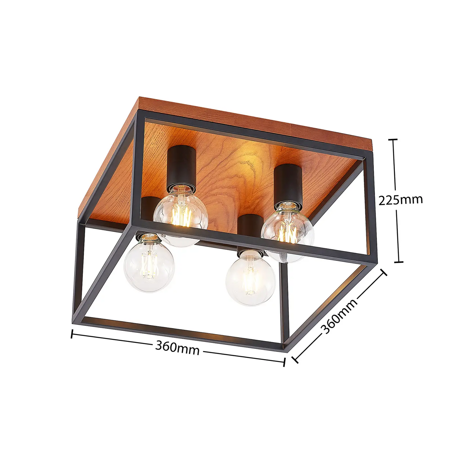 Lindby Miravi lubinis šviestuvas, medinis, keturių lempučių