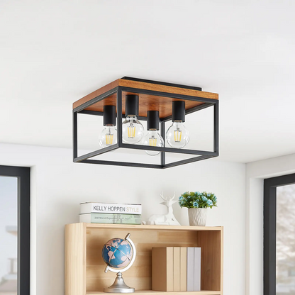 Lindby Miravi lubinis šviestuvas, medinis, keturių lempučių