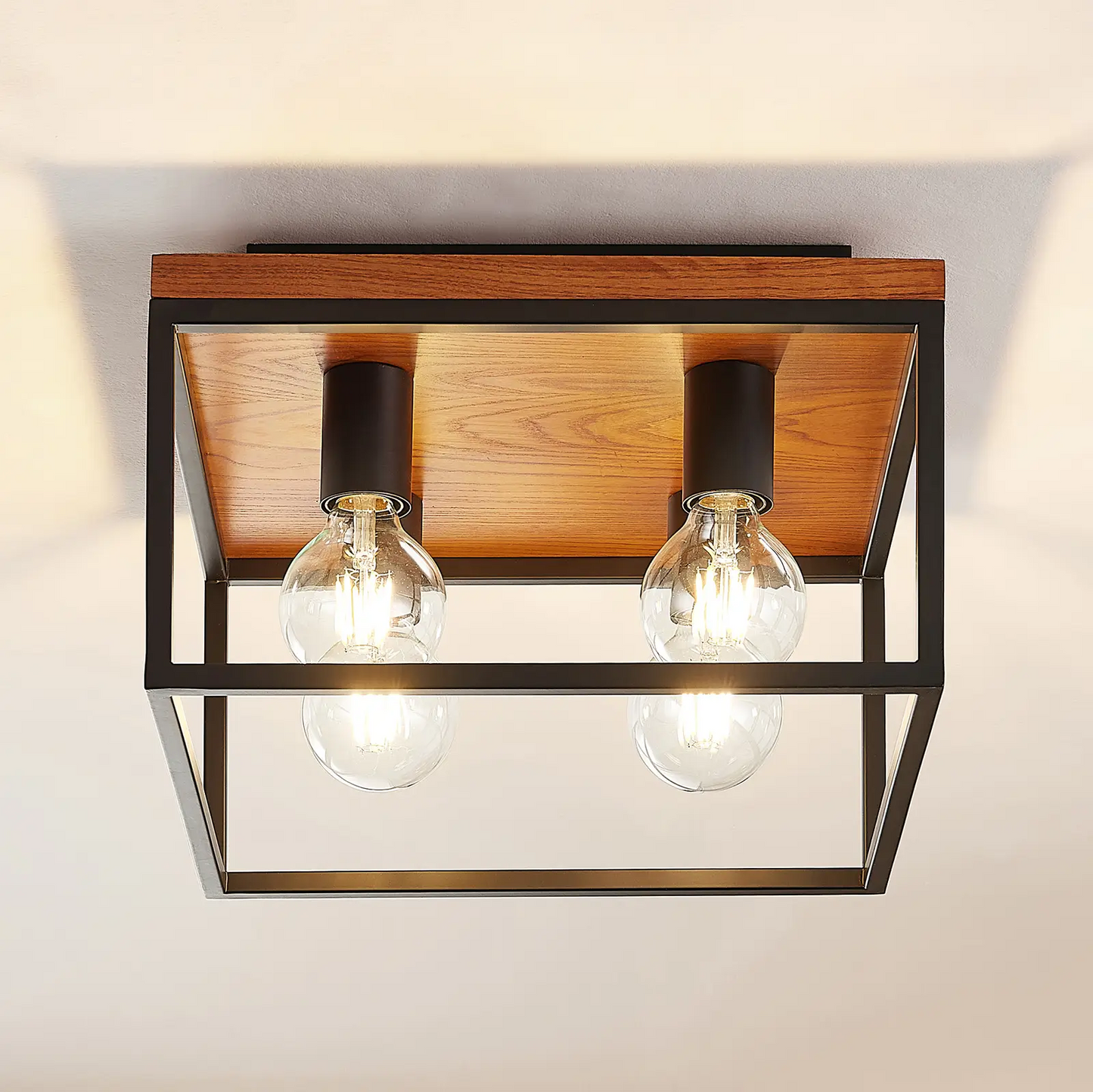 Lindby Miravi lubinis šviestuvas, medinis, keturių lempučių
