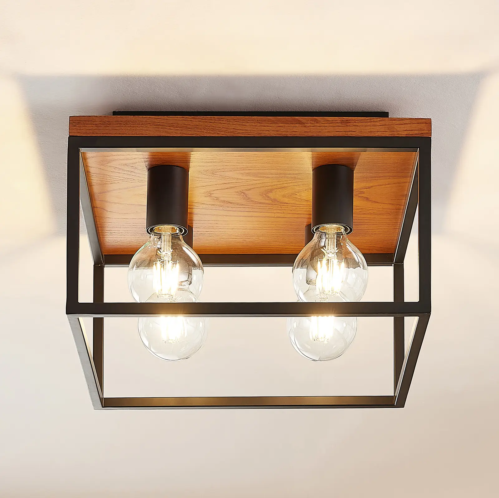 Lindby Miravi lubinis šviestuvas, medinis, keturių lempučių