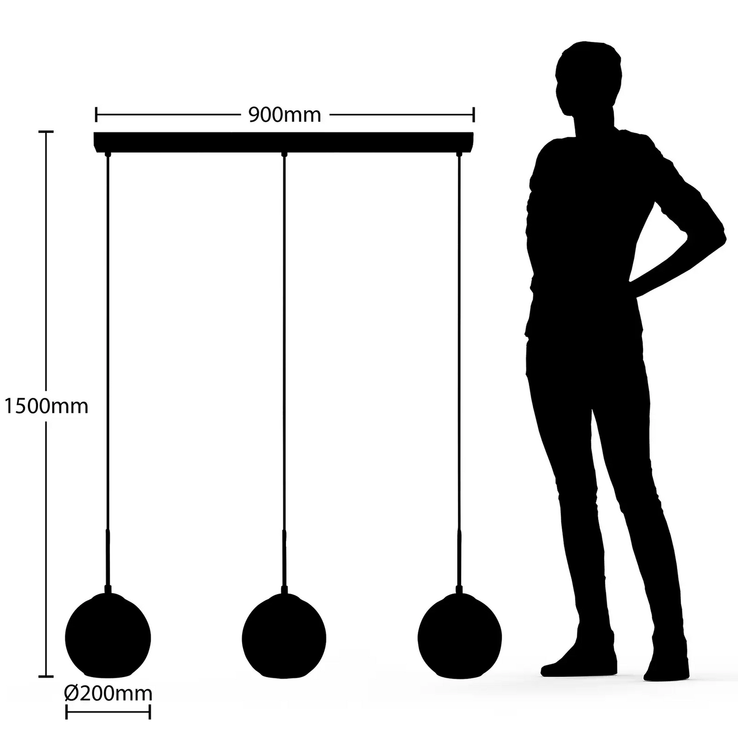 Lindby Hiwana pakabinamas šviestuvas, 3 rūkyto stiklo sferos
